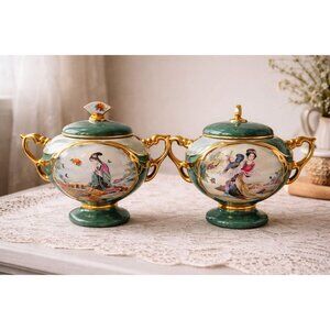 Vintage Ardleigh Elliott Red Mansion Porcelain Music Boxes Pair 1999